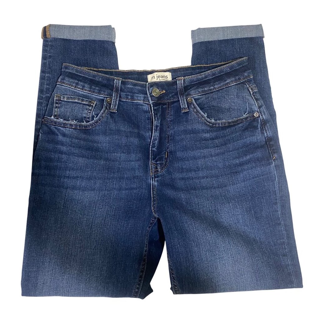 M Jeans By Maurices Womens High Rise 90s Taper Denim Jeans Size 8 Short Dark Was